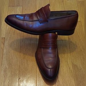 MAGNANNI 11333 MEN'S BURNISHED BROWN LEATHER PENNY LOAFERS SIZE 8.5 M MADE SPAIN